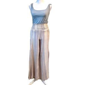 REWASH Boho Overlap Slit Palazzo Women's Pants Pastel Floral Stripe Print Size L